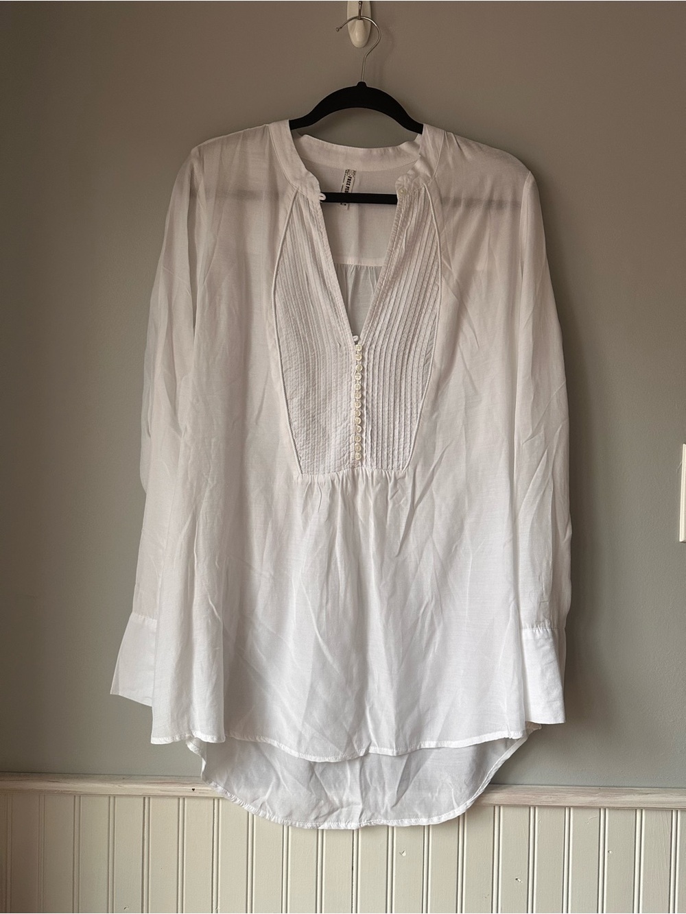 Free people Classic White Pintuck Peasant Blouse - Women med tunic